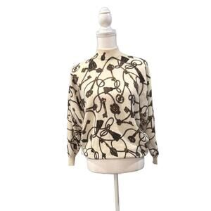 Mondi Vintage Cream and Brown Key Patterned Sweater, size 38 (fits Medium)